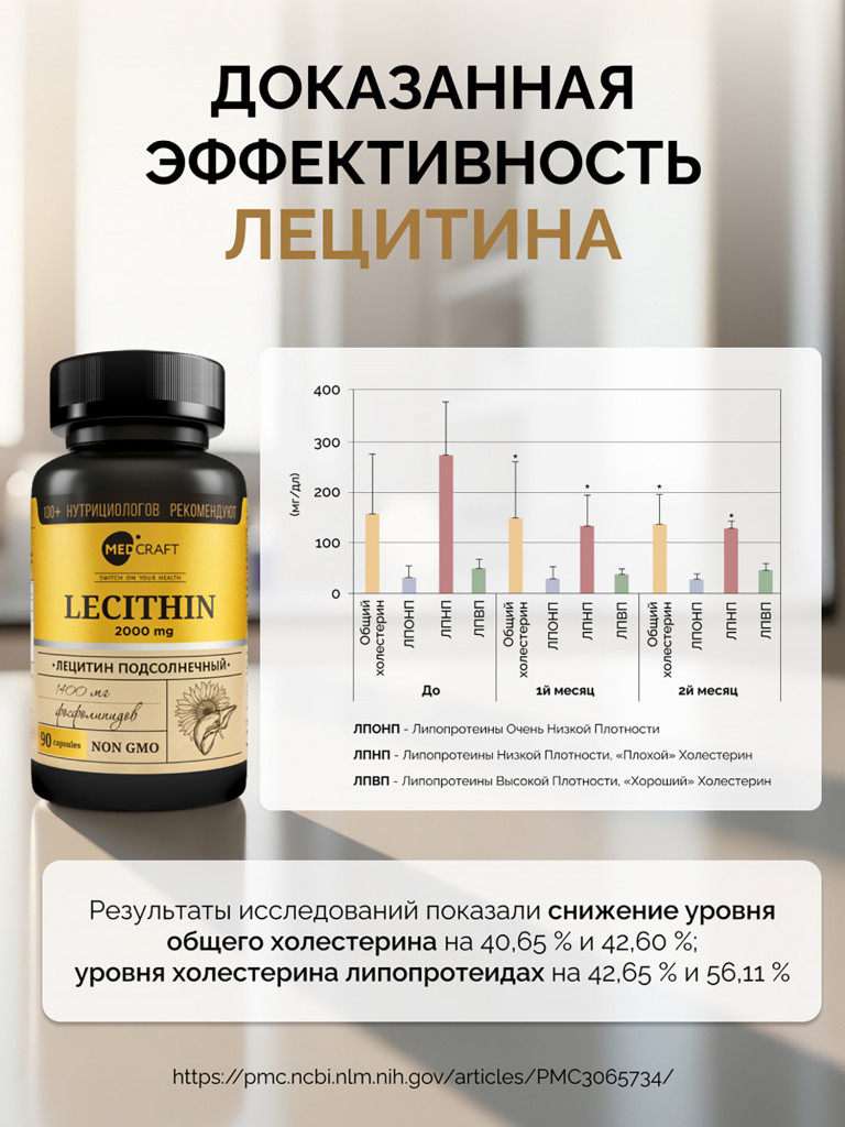 Лецитин подсолнечный MedCraft, 120 капс.