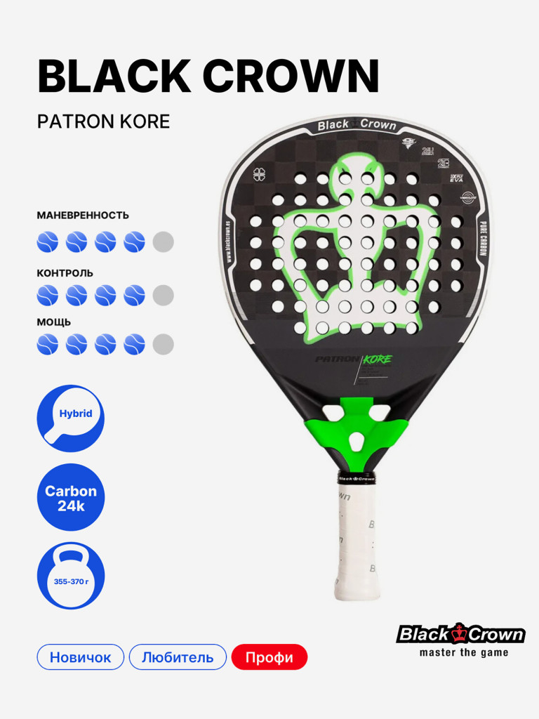 Ракетка для падела Black Crown Patron Kore
