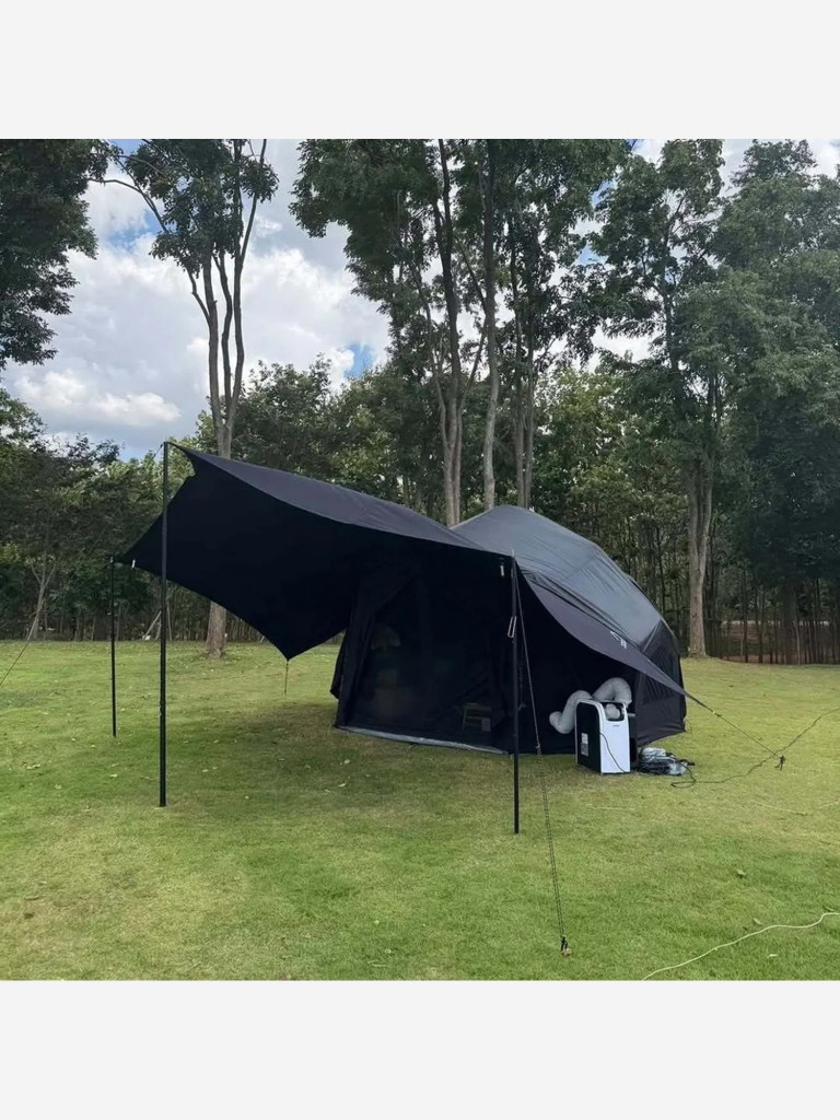 Надувная палатка Coody BESTONA Black, 380×380×275 см, 2–4 человека, 2 входа, навес