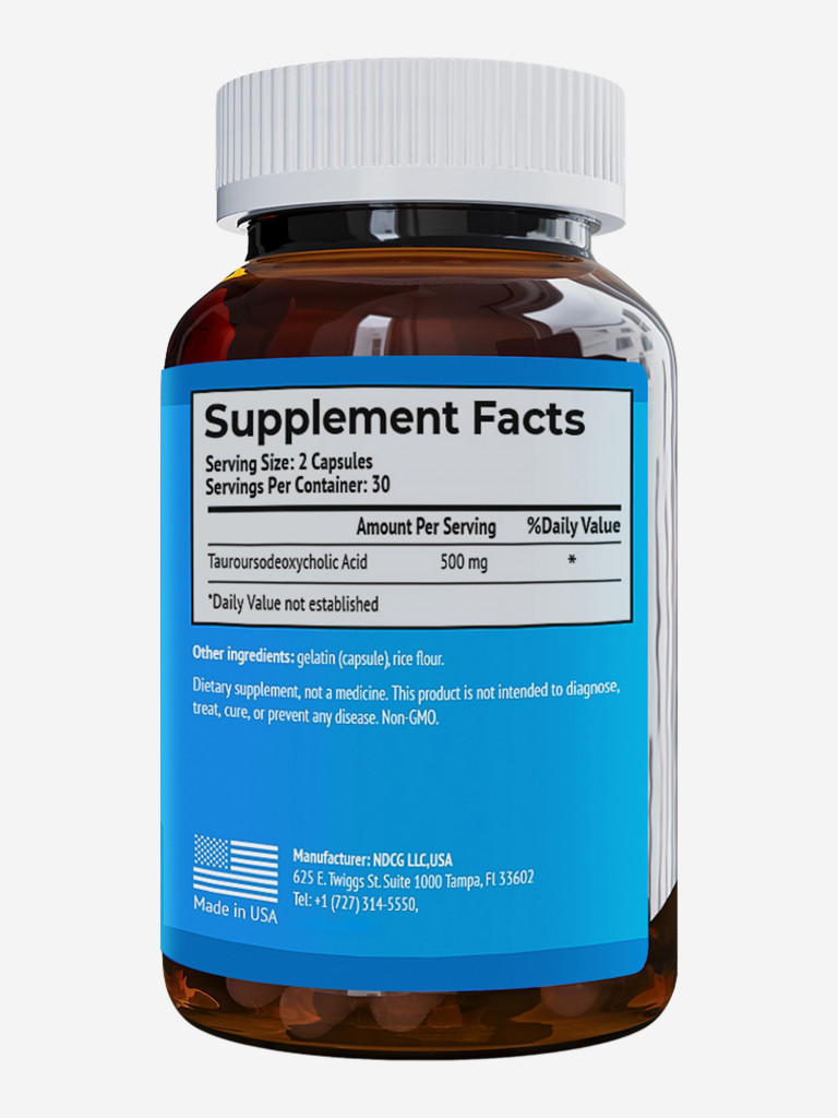TUDCA Тудка (тауроурсодезоксихолевая кислота) NDCG, 500 мг, 60 капсул