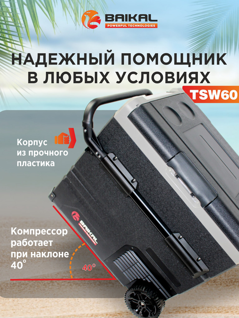 Автомобильный холодильник TSW60 12/24/110/220V