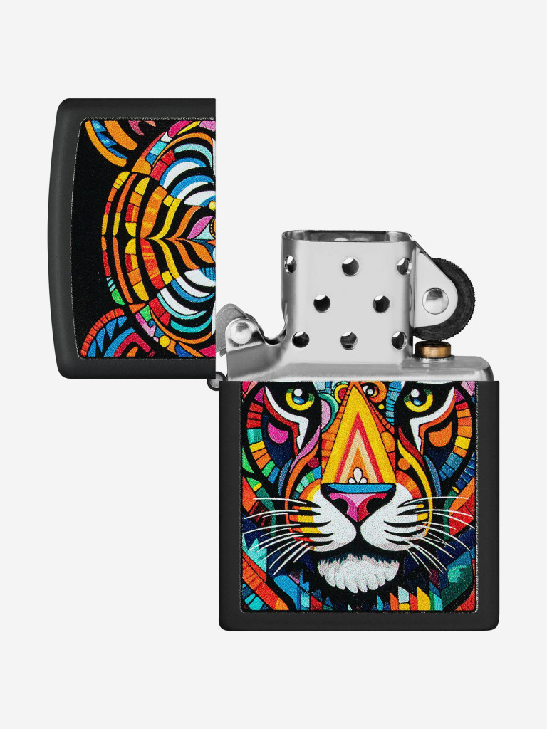 Зажигалка бензиновая ветроустойчивая Zippo Tiger Stripes Design Black Matte