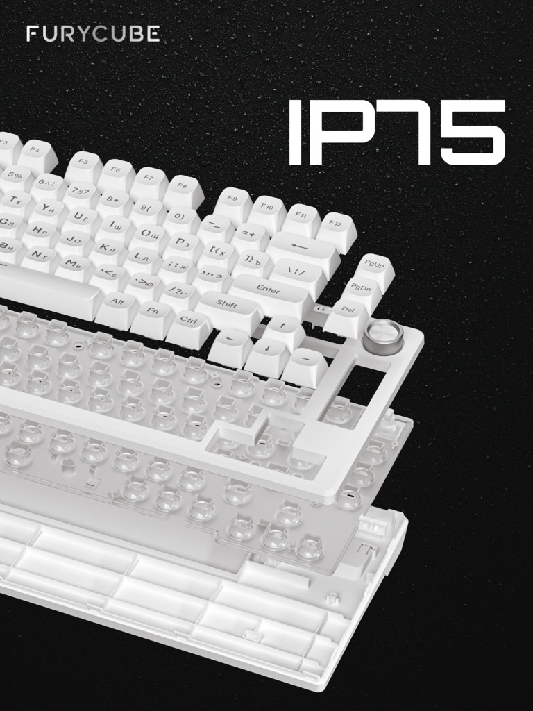 Игровая клавиатура Furycube IP75 (белый/зеркальный)
