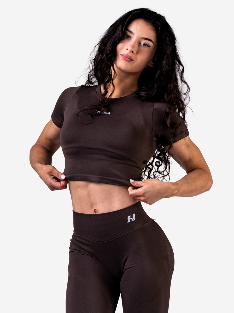 Топ женский NEBBIA Seamless Short-Sleeve Top POWER 891 Dark brown