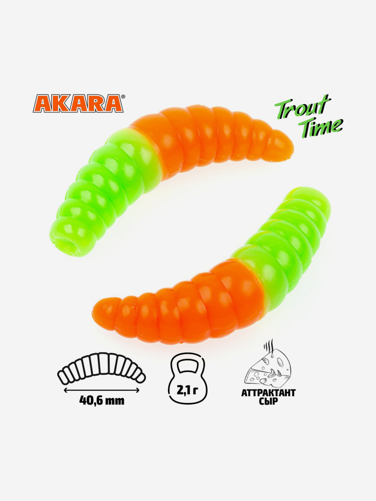 Силиконовая приманка Akara Trout Time MAGGOT 1,6 Cheese 454 (20 шт.)