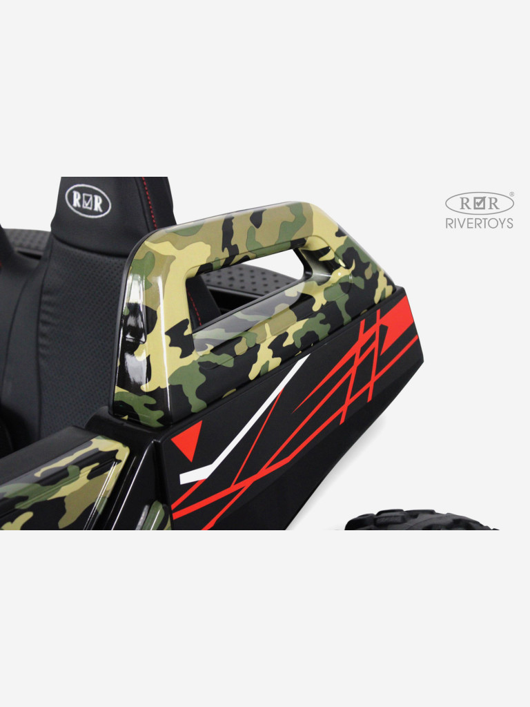Детский электромобиль RIVERTOYS A707AA LUX NEW 4WD зеленый камуфляж