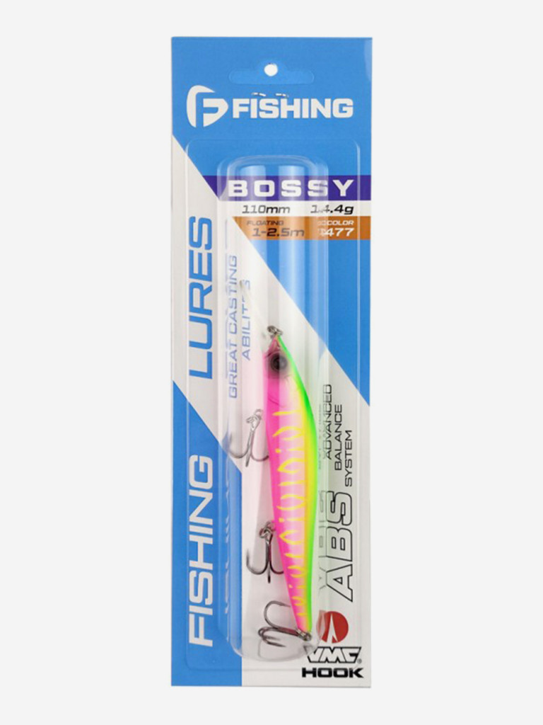 Воблер F-FISHING Bossy 110F-DR 110мм 14.4г 1.0-2.5м 477 Плавающий