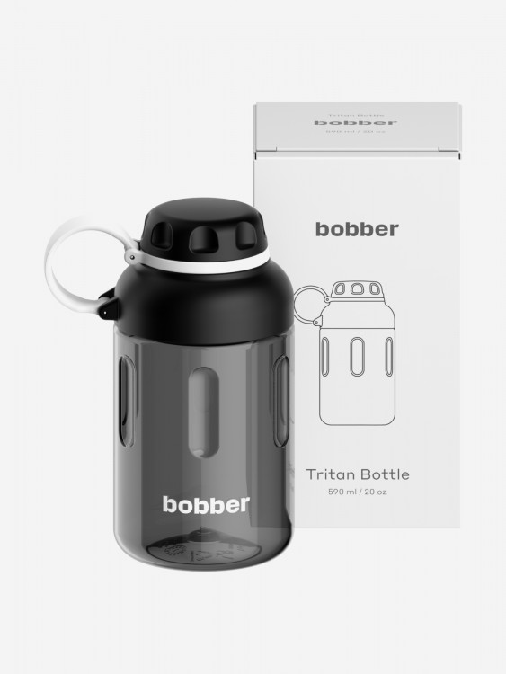 Бутылка тритановая BOBBER Tritan Bottle для холодных напитков, с ситечком, 590 мл, черная