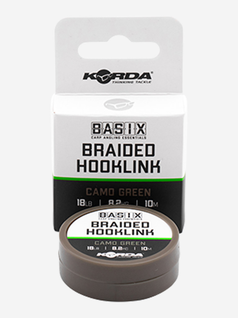 Поводковый материал KORDA Basix Braided Hooklink 18lb 10м Camo green