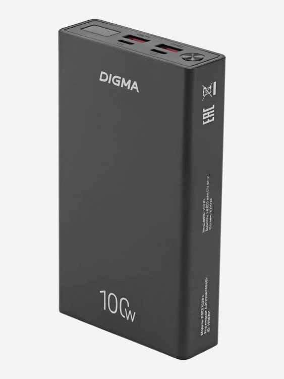Мобильный аккумулятор DIGMA DGPD100WA, DGPD20A100ABK