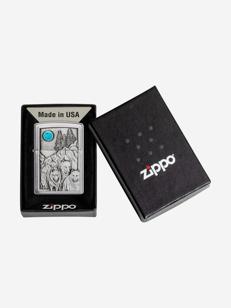 Зажигалка бензиновая ZIPPO 49295 Wolf Pack and Moon Emblem
