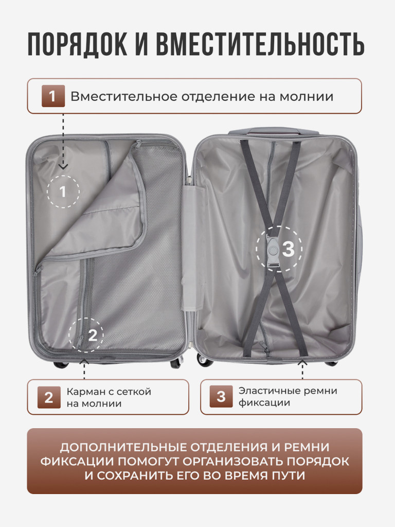 Чемодан Tevin m средний пластиковый неубиваемый
