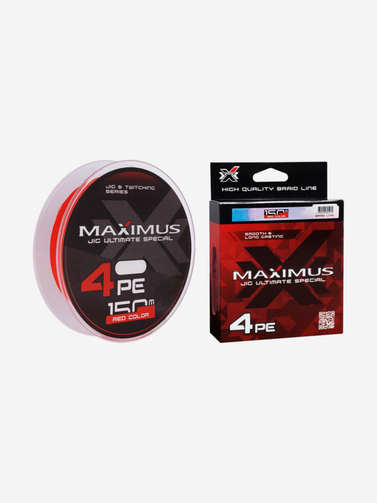 Плетеный шнур Maximus 4РЕ 150 м, красный #0.6 (0,128 мм), 4,2 кг