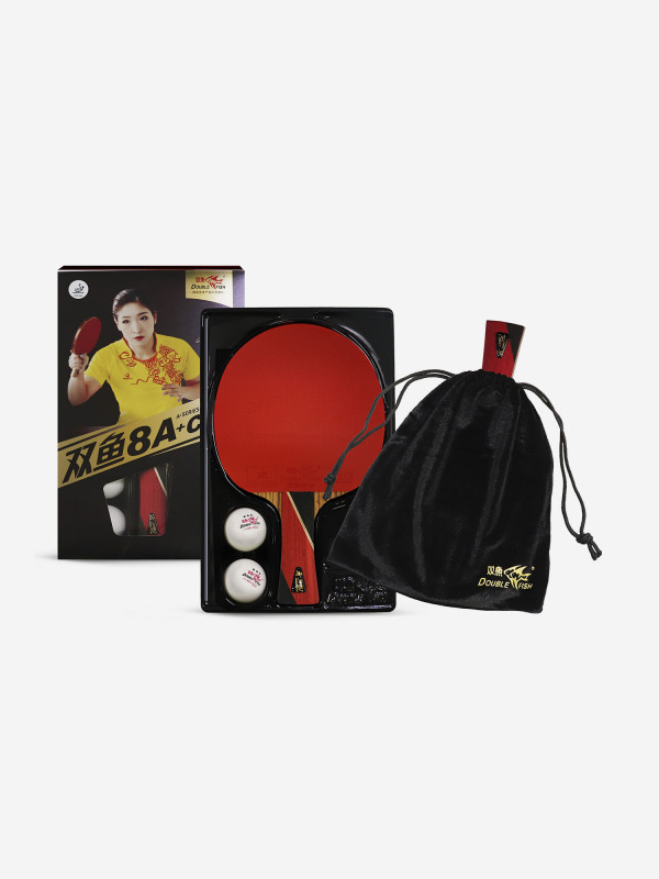 Ракетка для настольного тенниса Double Fish 8A+C (ракетка + 2 мяча + чехол) 8 звезд, профессиональная Красный цвет — купить за 6910 руб., отзывы в интернет-магазине Спортмастер