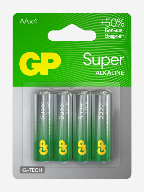 Батарейки пальчиковые алкалиновые GP АА Super Alkaline, 4 шт