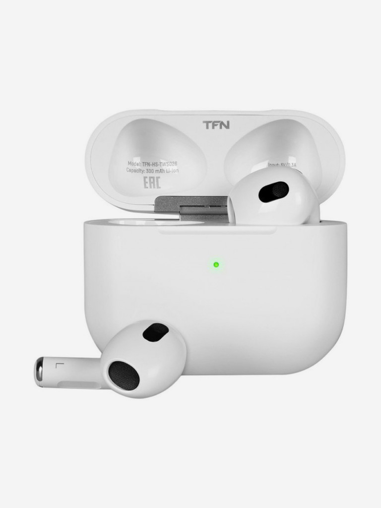 Беспроводные наушники TFN Neo белый / TWS гарнитура / Magsafe / датчик уха / IP54