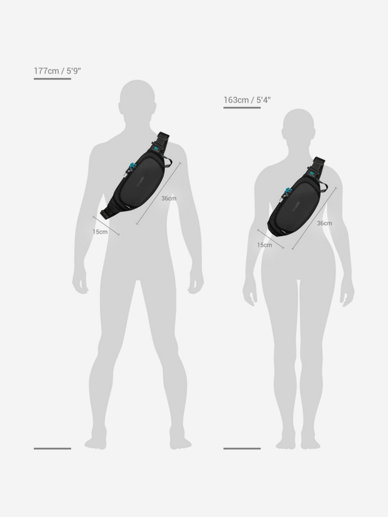 Поясная сумка антивор Pacsafe ECO waist pack, Black, 3.5 л.