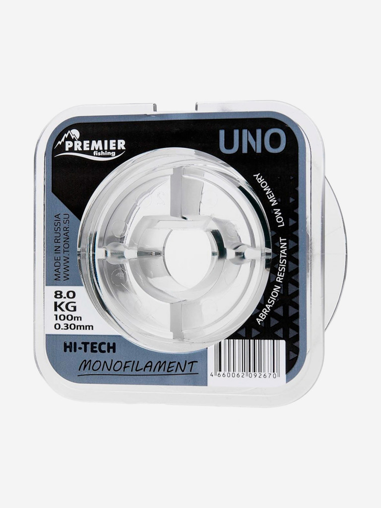Леска для рыбалки Premier Fishing UNO Nylon 0,30мм, 100м, 8кг, прозрачный