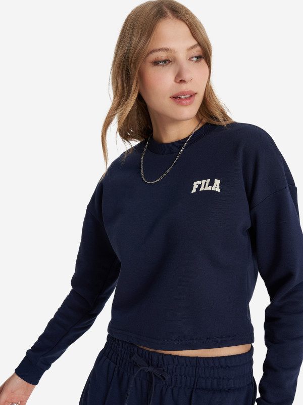Свитшот женский FILA арт. SS24SPW068 синий цвет — купить за 2589 руб. со скидкой 30 %, отзывы в интернет-магазине Спортмастер