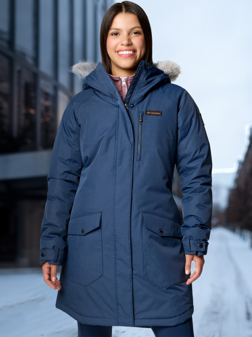 фото Куртка утепленная женская columbia suttle mountain long insulated jacket, синий