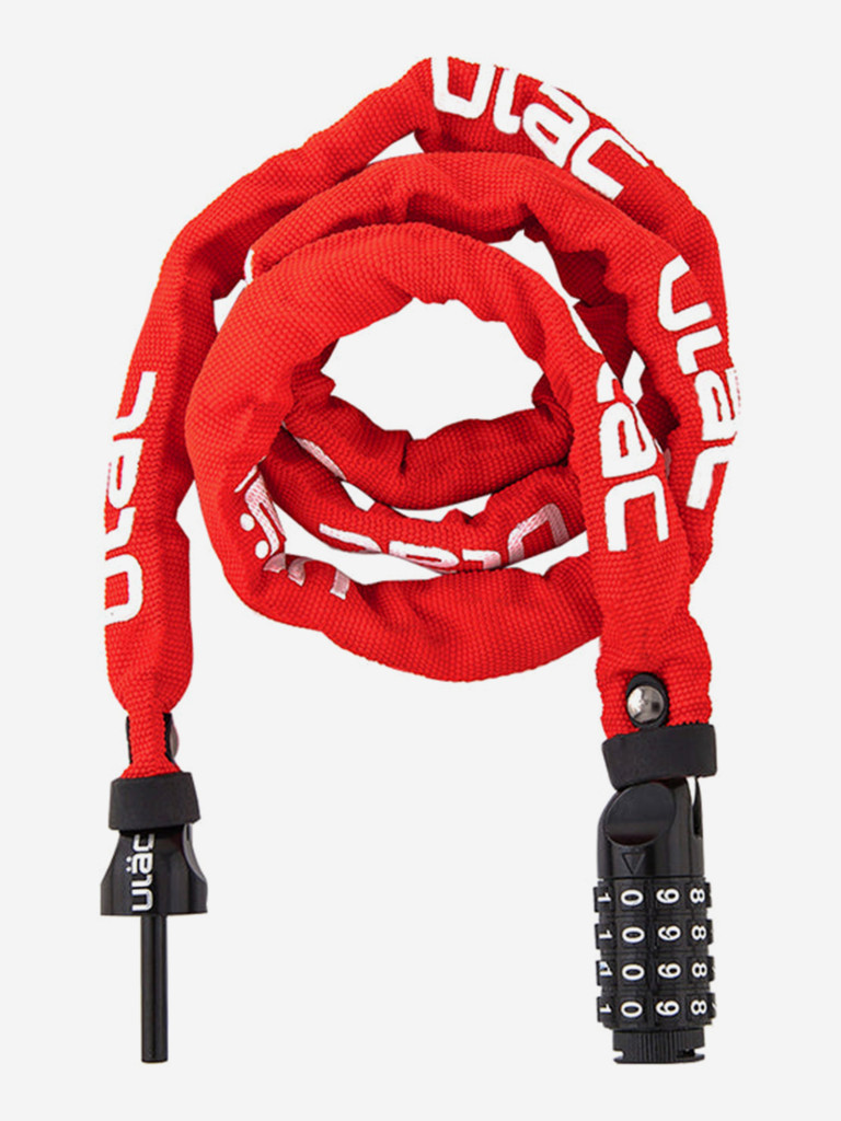 Замок велосипедный ULAC 52 nd STREET, Steel Chain Lock Combo 4 mm x 120 cm Red