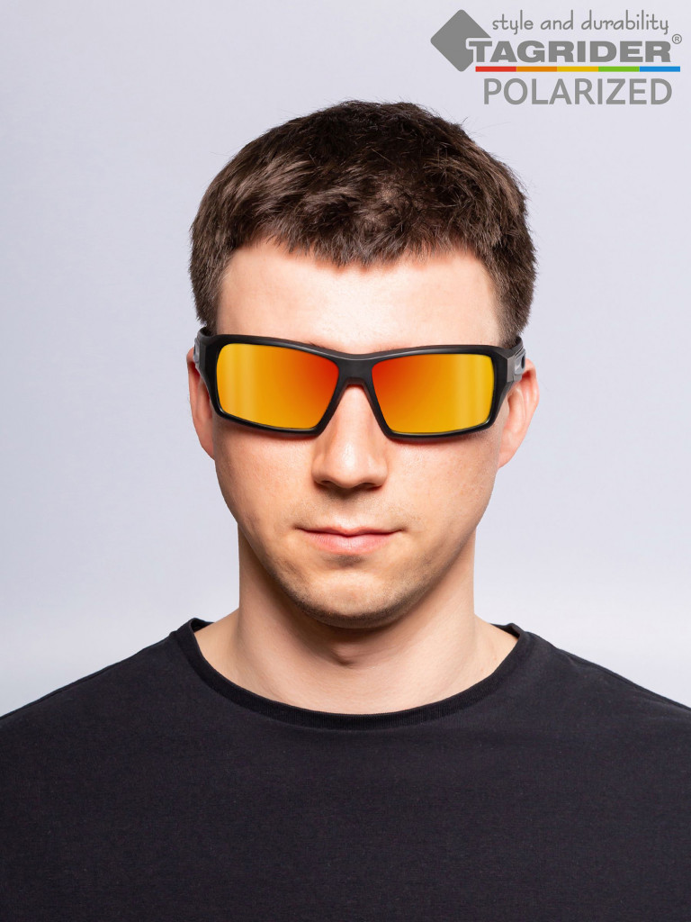 Очки поляризационные, солнцезащитные, антибликовые Tagrider в чехле IMN-001-45 Gold Red Mirror