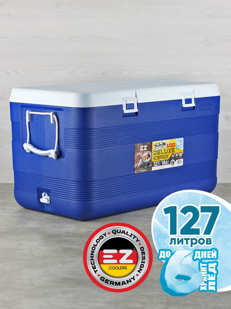 Термоконтейнер EZ COOLERS Keep cold deluxe icebox 100, 127 л, синий