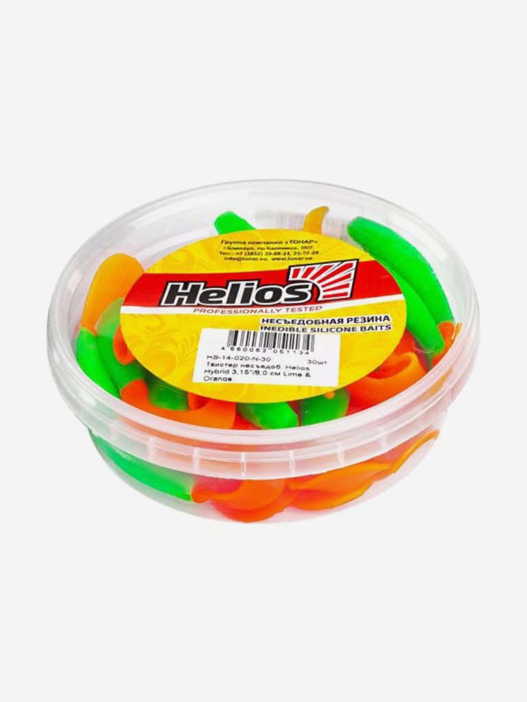Мягкая приманка Helios Hybrid, 3,15" / 8,0 см, Lime & Orange, 30 штук (HS-14-020-N-30)
