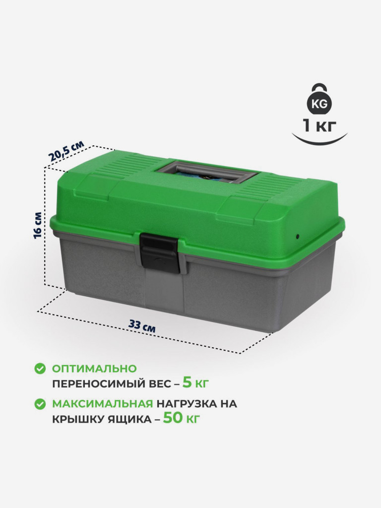 Ящик рыболова двухполочный зеленый (T-HS-FB2-G) Helios