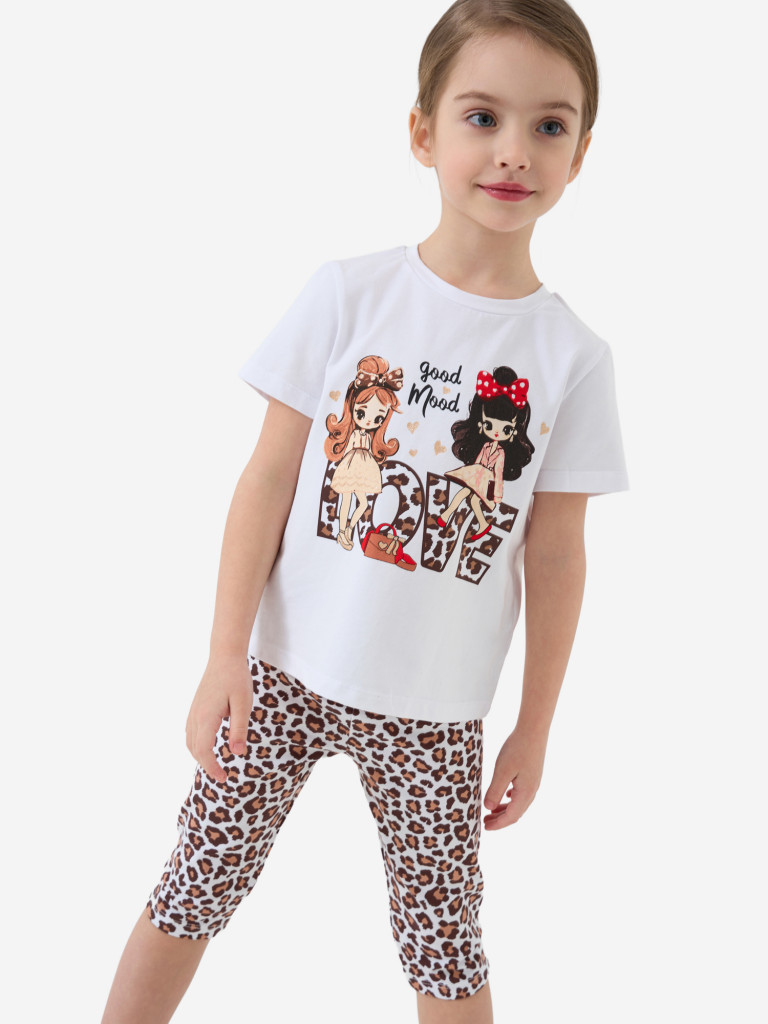 Комплект для девочек: футболка, легинсы укороченные PlayToday