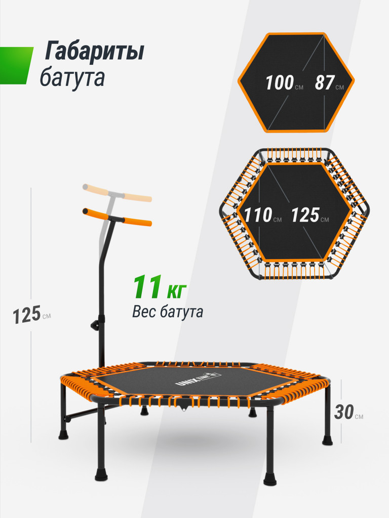 Батут спортивный для фитнеса и джампинга UNIX Line Fitness 125 см, оранжевый