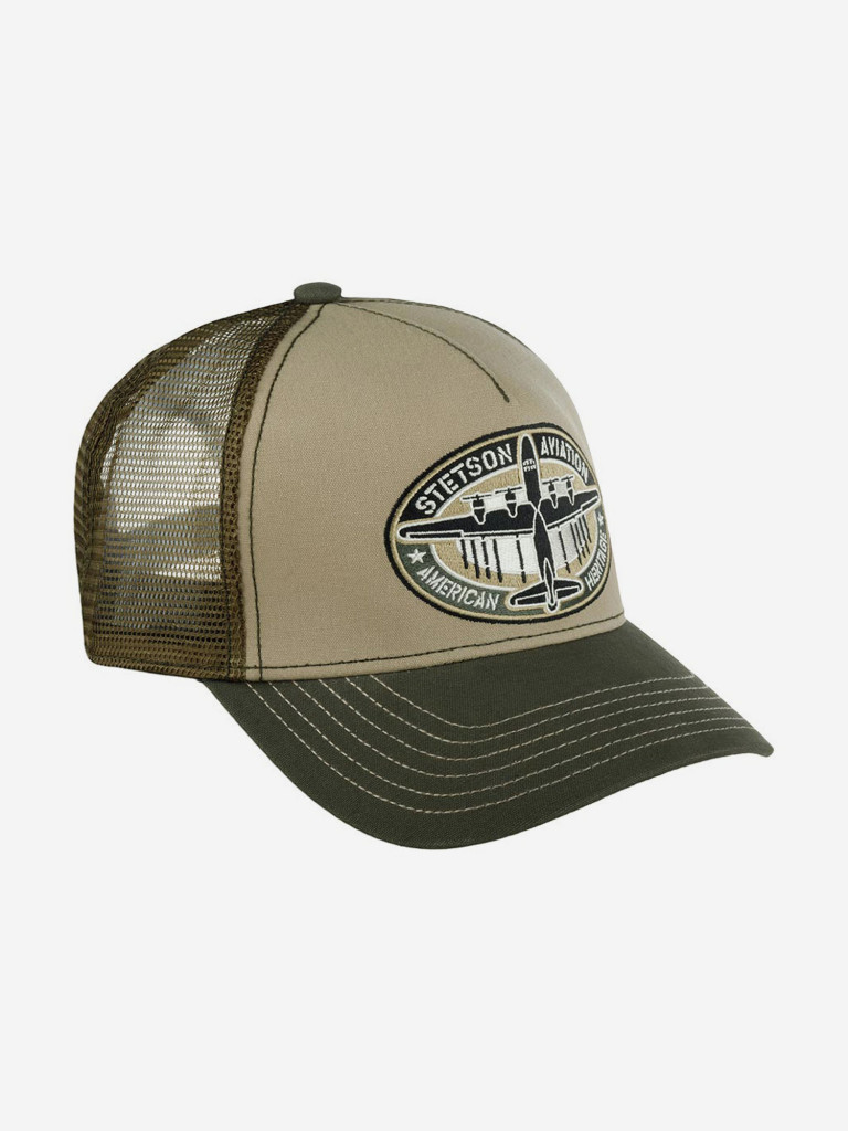 Бейсболка с сеточкой STETSON 7761107 TRUCKER CAP AVIATION (оливковый)
