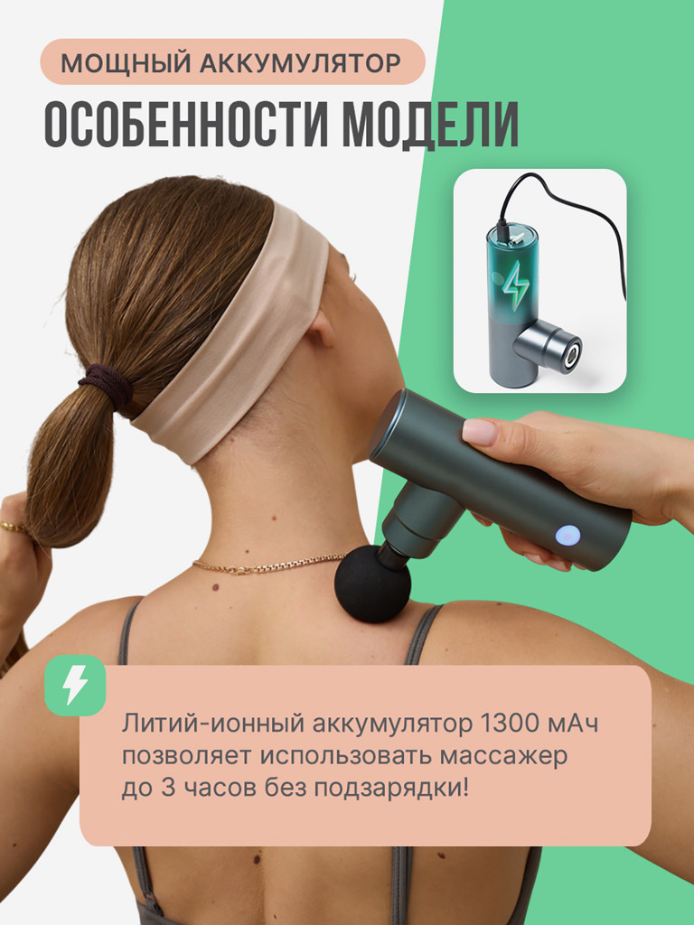 Перкуссионый массажер SENNE, компактный, с кейсом для хранения