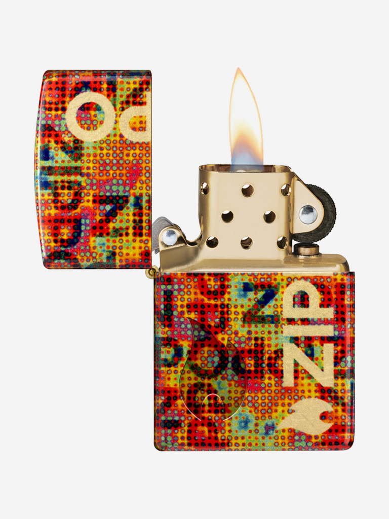 Зажигалка бензиновая ветроустойчивая Zippo Pixel Fusion 540 Tumbled Brass