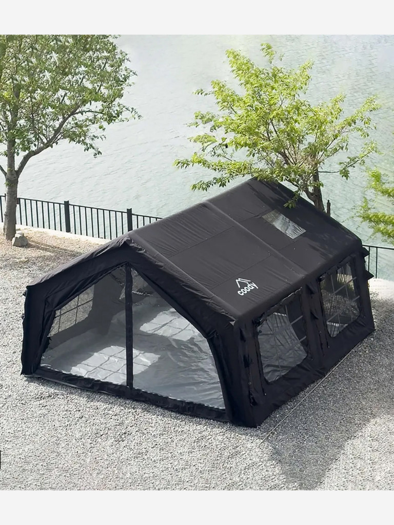 Надувная палатка Coody 17.28 Pro Black, 17.2 м², 4–6 человек, 2 входа, дымоход