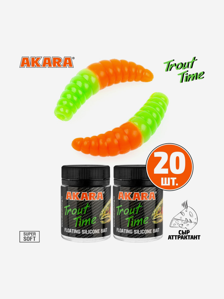 Силиконовая приманка Akara Trout Time MAGGOT 1,6 Cheese 454 (20 шт.)