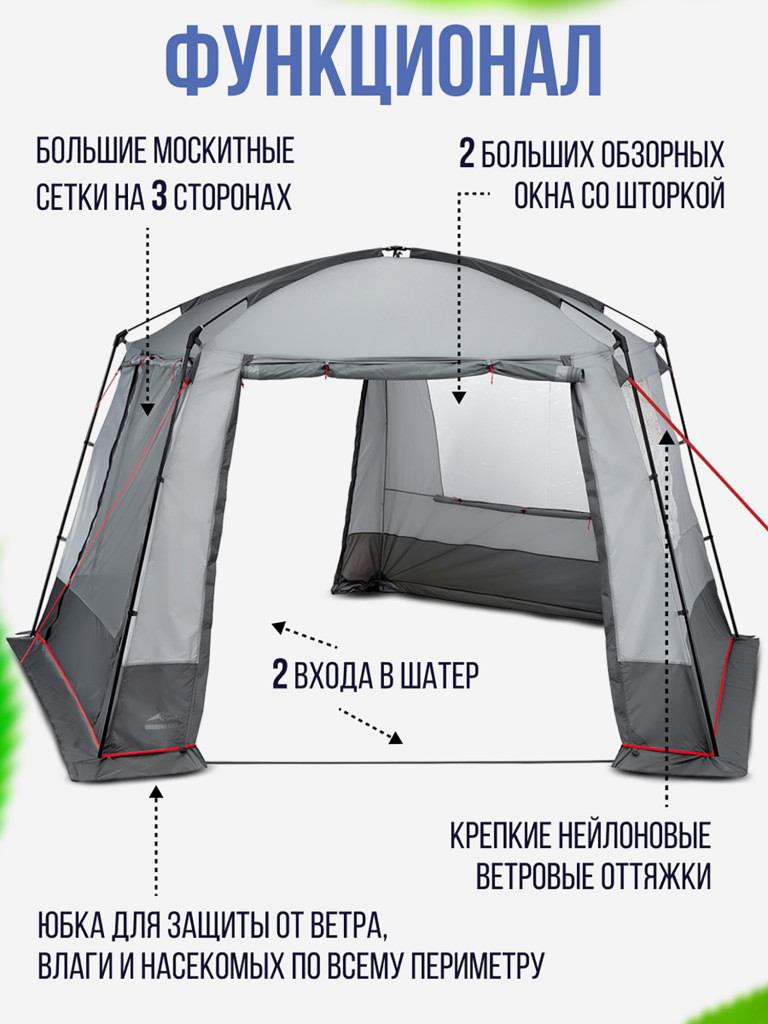 Шатер с москитными сетками и дополнительными окнами Trek Planet Weekend Tent