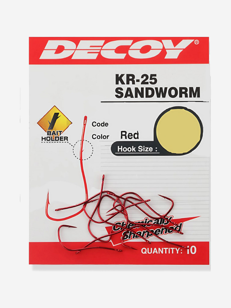 Крючок Decoy одинарный KR-25 #8 SANDWORM (в упаковке 10 штук)