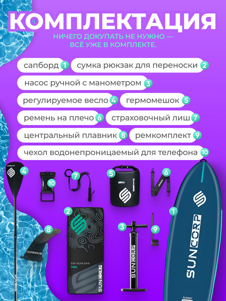 Туринговый двухслойный сапборд SUN 11'6" BLUE