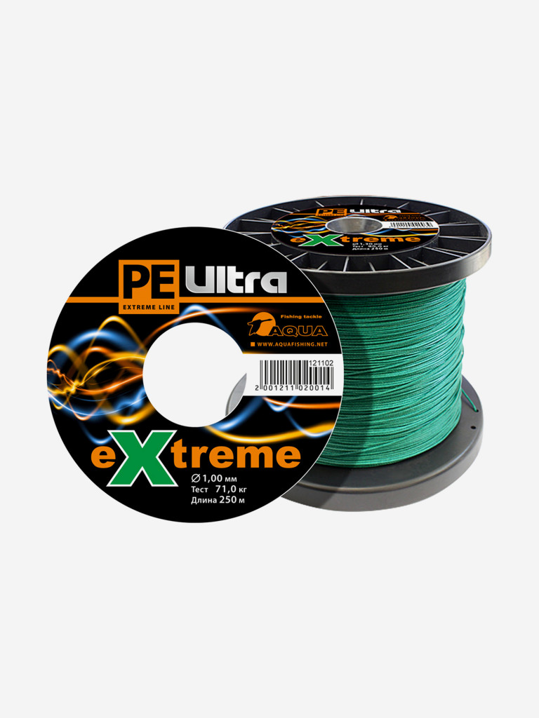 Плетеный шнур для рыбалки AQUA PE ULTRA EXTREME 1,00mm (цвет зеленый) 250m