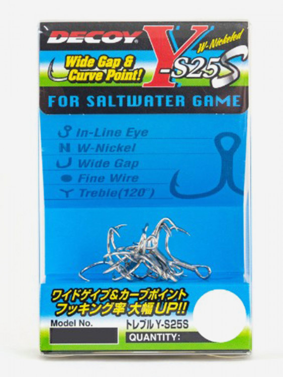 Крючок тройнойDecoy Y-S25S Treble #12 (в упаковке 8 штук)