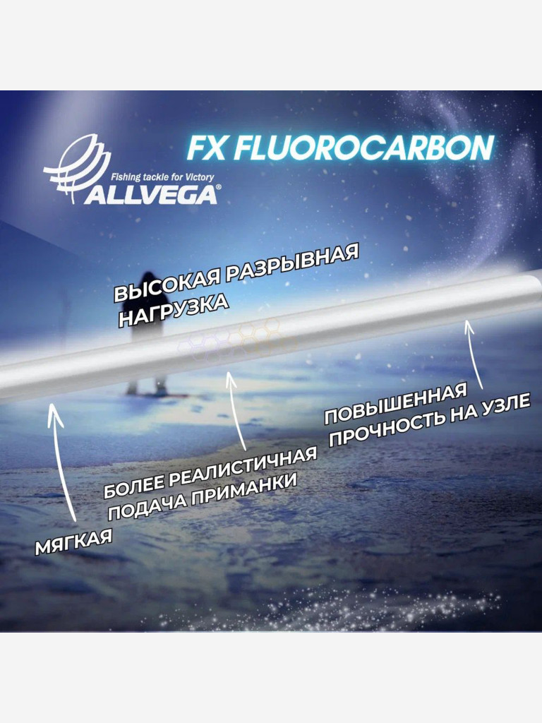 Леска монофильная ALLVEGA "FX Fluorocarbon 100%" 30м 0,12мм (1,94кг) флюорокарбон 100%