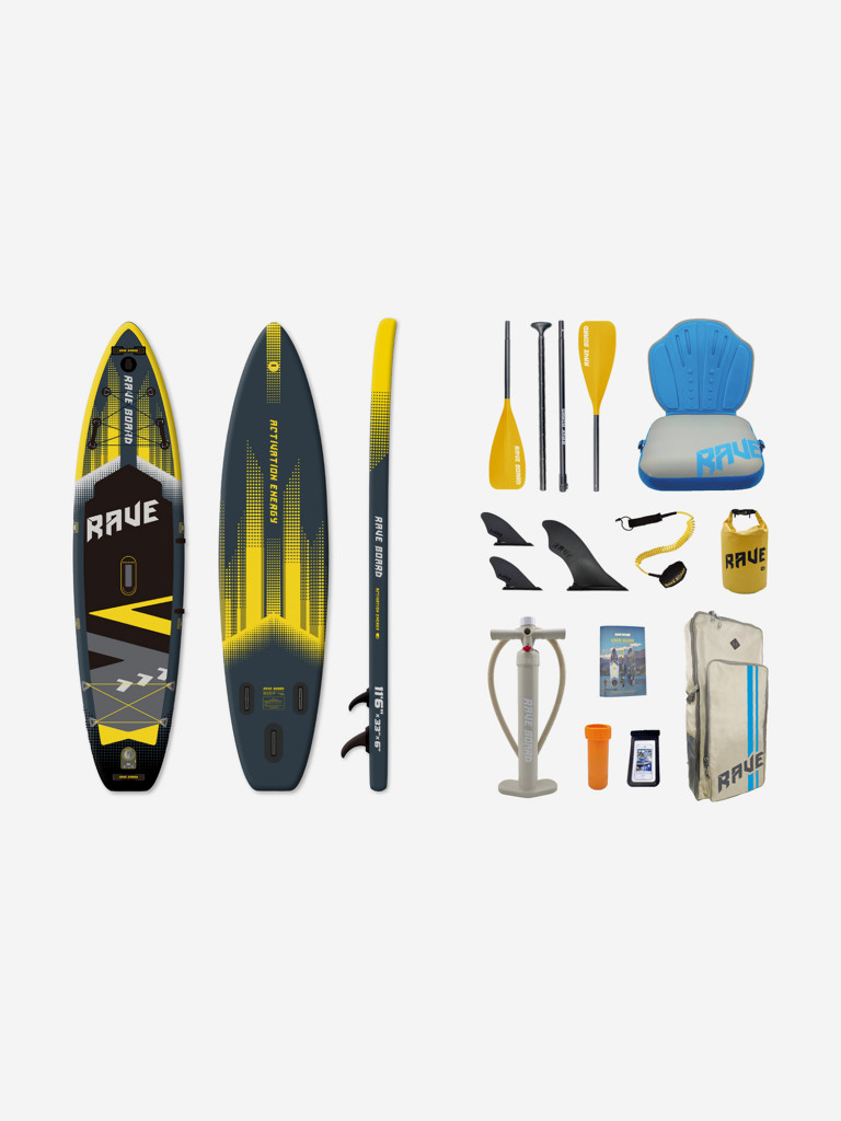 Надувной сапборд Rave Board RB101Pro (350*83*15) с сидушкой и двойным веслом