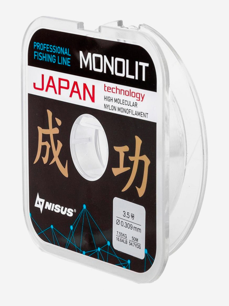 Леска для рыбалки Nisus MONOLIT Nylon 0,309мм, 50м, 7,55кг, прозрачный