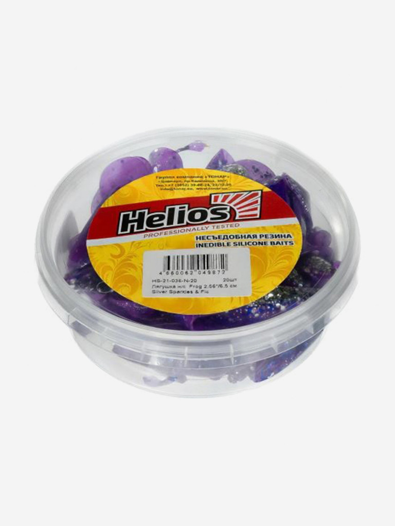 Мягкая приманка лягушка Helios Frog, 2,56" / 6,5 см, Silver Sparkles & Fio, 20 штук (HS-21-036-N-20)