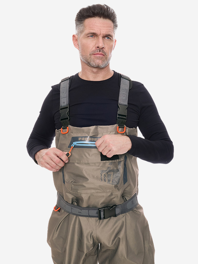 Мембранные вейдерсы Hord, мужские, водонепроницаемые, полиэстер, хаки