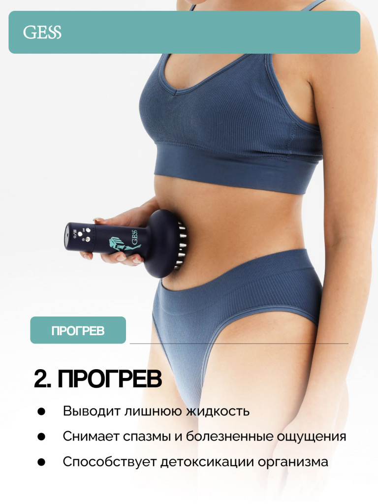 Массажер антицеллюлитный лимфодренажный для тела с миостимуляцией и прогревом GESS EMIOS , лимфодренажный, моделирующий с EMS, 3 вида воздействия