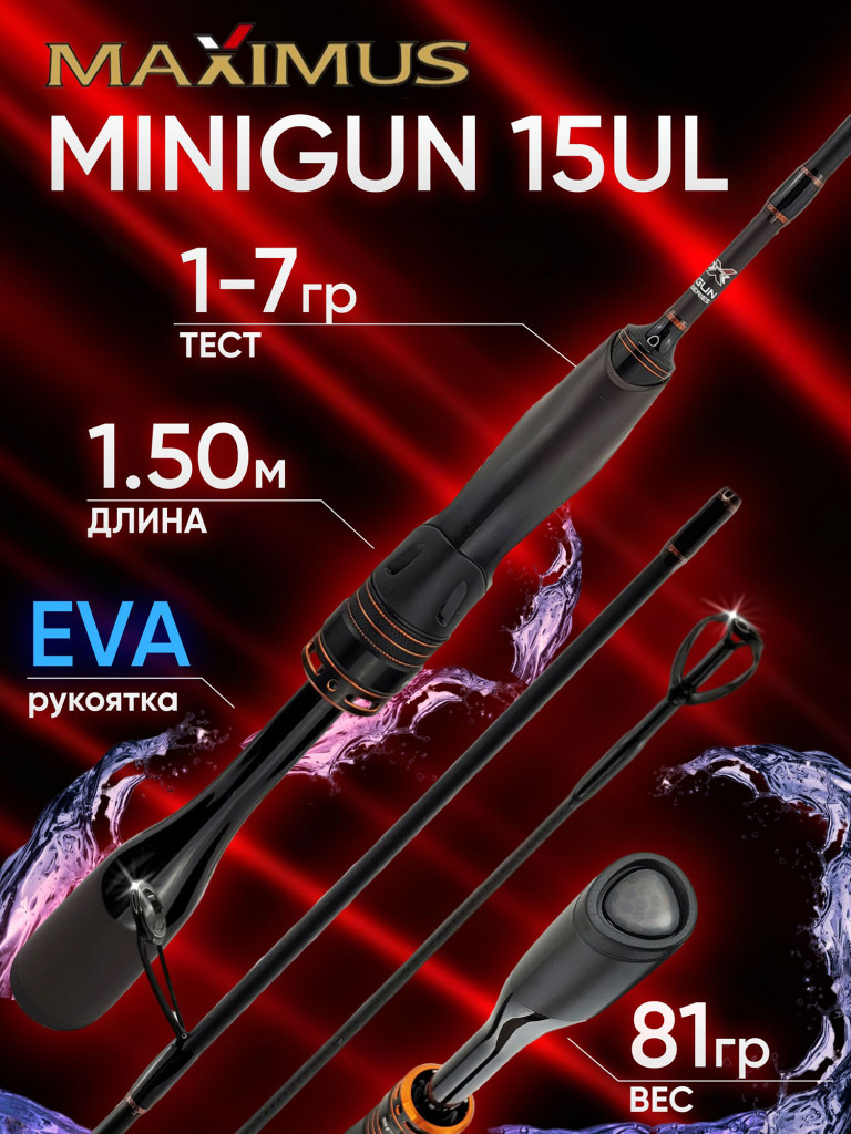 Спиннинг Maximus MINIGUN 15UL 1.50м 1-7гр (вершинка Solid)