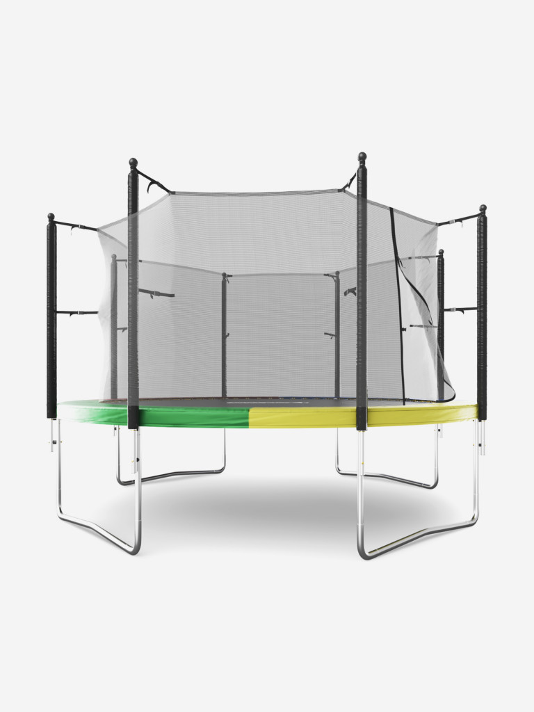 Батут каркасный UNIX Line Simple 12 ft Color с внутренней защитной сеткой, общий диаметр 366 см, до 150 кг, большой, детский батут для улицы UNIXLINE