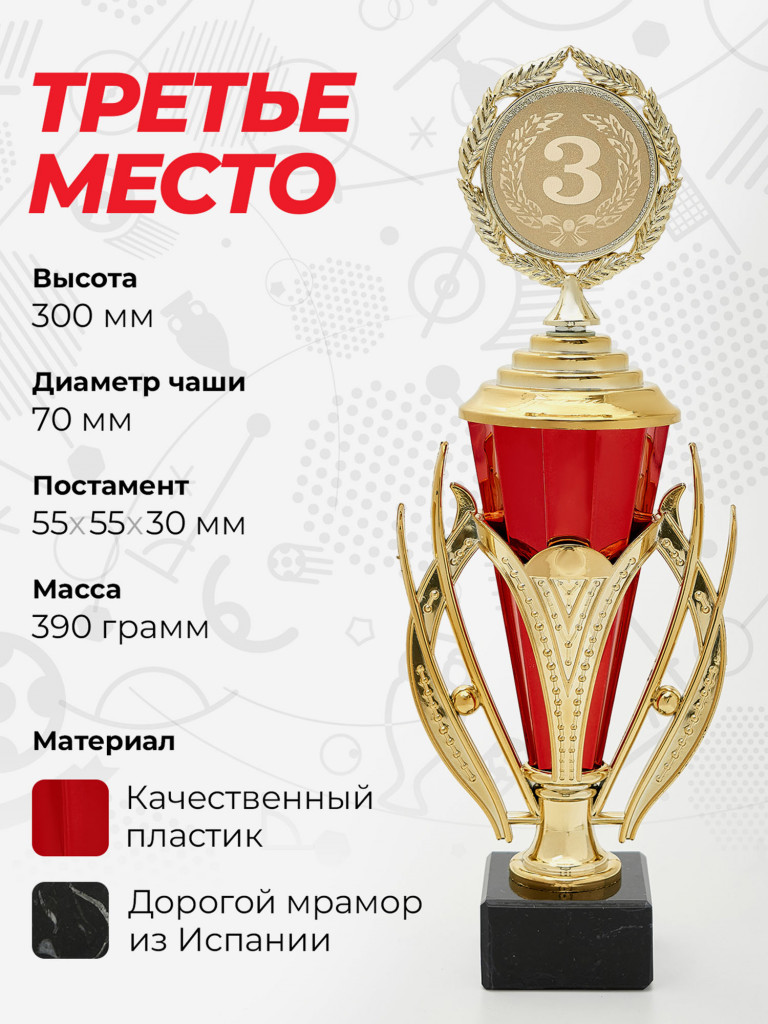 Кубок для награждения за 3 место красного цвета
